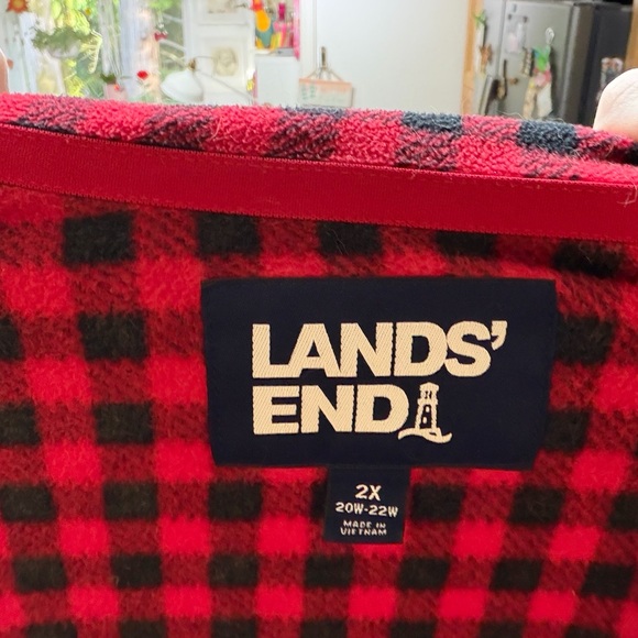 Lands' End Red and Black Plaid Jacket - Picture 4 of 4